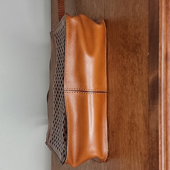 Patricia Nash Perforated Vallata Leather Crossbody Bag Sun Yellow - Picture 9 of 9